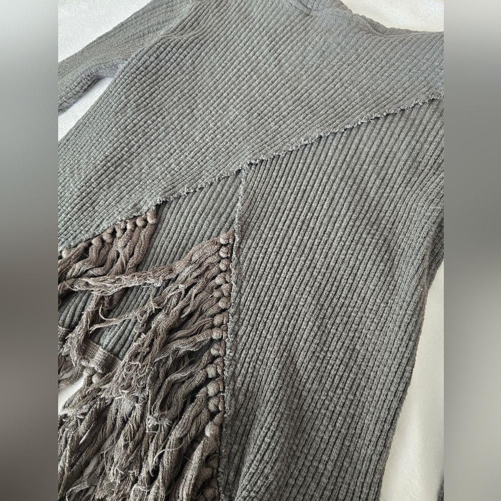 Anthropologie Eri + Ali Ribbed Fringe Top Size Medium Boho Festival Tassel Knit - Picture 9 of 12